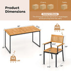 Ensemble de salle à manger d'extérieur 7 pièces en bois d'acacia pour 6 personnes, naturel + noir