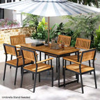Ensemble de salle à manger d'extérieur 7 pièces en bois d'acacia pour 6 personnes, naturel + noir