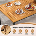 Ensemble de salle à manger d'extérieur 7 pièces en bois d'acacia pour 6 personnes, naturel + noir