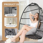Chaise suspendue en forme d'œuf sans support | Rotin | 158 kg | Intérieur et Extérieur