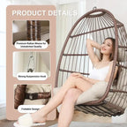Chaise suspendue en forme d'œuf sans support | Rotin | 158 kg | Intérieur et Extérieur