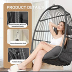Chaise suspendue en forme d'œuf sans support | Rotin | 158 kg | Intérieur et Extérieur
