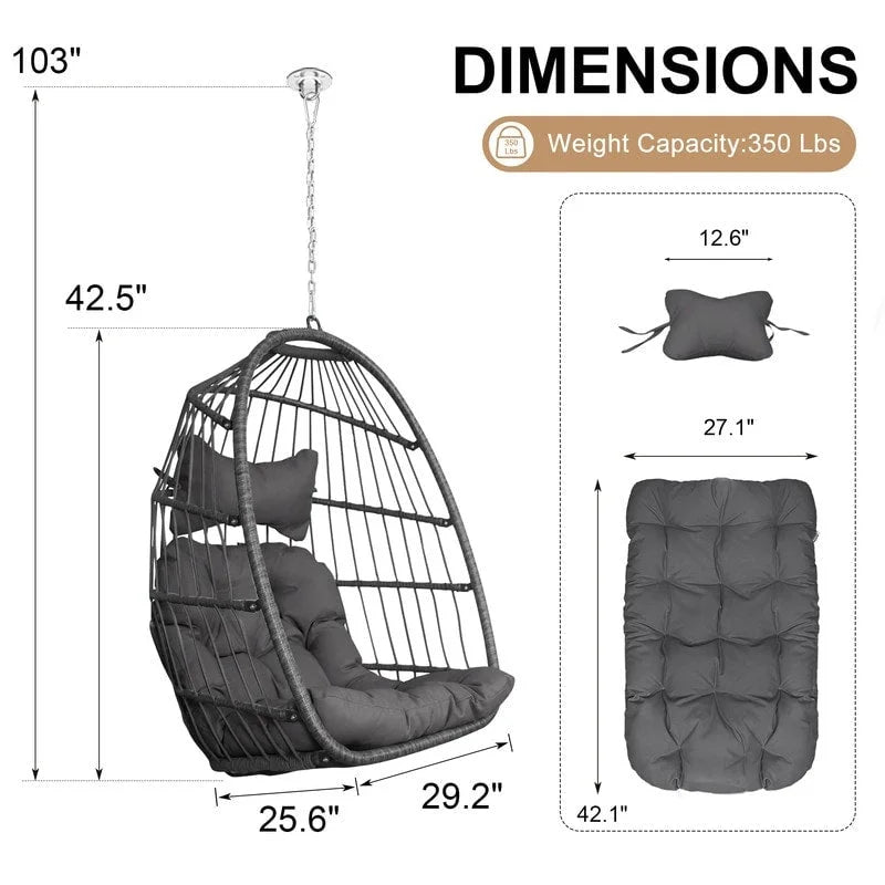 Chaise suspendue en forme d'œuf sans support | Rotin | 158 kg | Intérieur et Extérieur