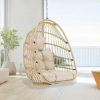 Chaise suspendue en forme d'œuf sans support | Rotin | 158 kg | Intérieur et Extérieur