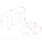Commode à 6 tiroirs en noyer, style rustique, 56 po de largeur