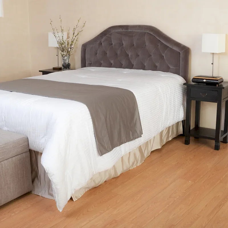 Tête de lit capitonnée réglable, grand lit/très grand lit – Gris / Gris clair / Beige / Beige clair