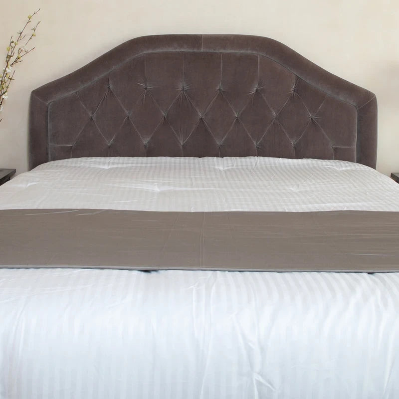 Tête de lit capitonnée réglable, grand lit/très grand lit – Gris / Gris clair / Beige / Beige clair