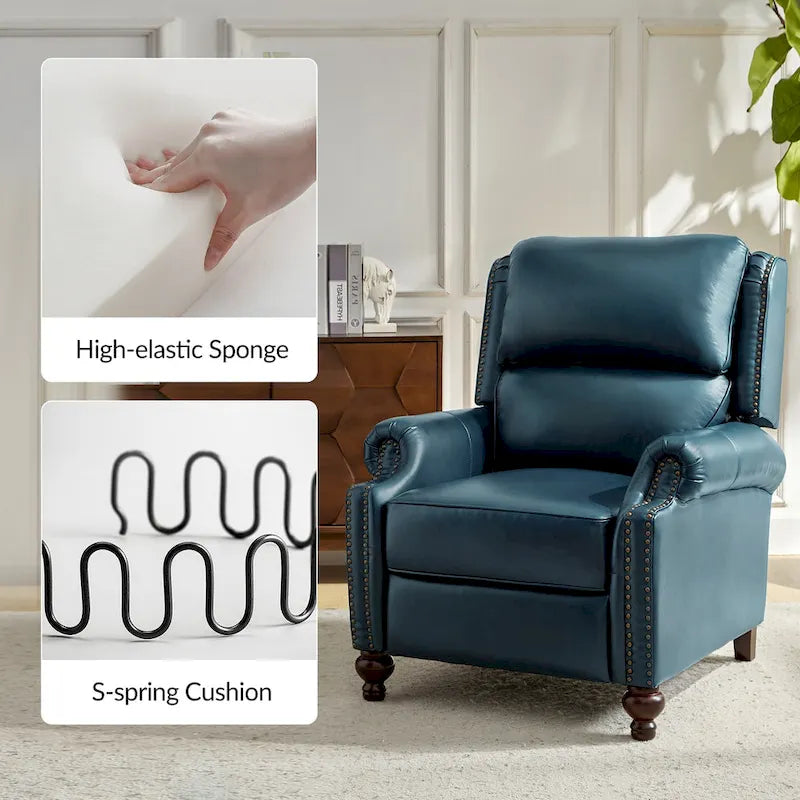 Fauteuil inclinable en cuir véritable multicolore de style Mid-Century avec garniture cloutée, lot de 2