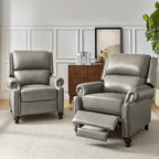 Fauteuil inclinable en cuir véritable multicolore de style Mid-Century avec garniture cloutée, lot de 2