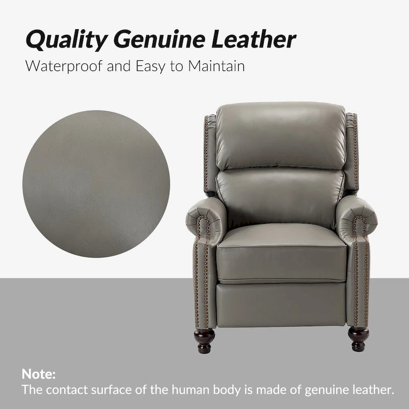 Fauteuil inclinable en cuir véritable multicolore de style Mid-Century avec garniture cloutée, lot de 2