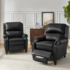 Fauteuil inclinable en cuir véritable multicolore de style Mid-Century avec garniture cloutée, lot de 2