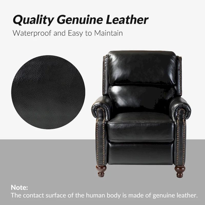 Fauteuil inclinable en cuir véritable multicolore de style Mid-Century avec garniture cloutée, lot de 2