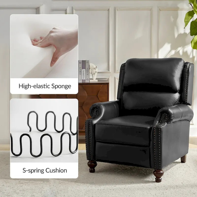 Fauteuil inclinable en cuir véritable multicolore de style Mid-Century avec garniture cloutée, lot de 2