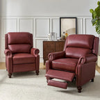 Fauteuil inclinable en cuir véritable multicolore de style Mid-Century avec garniture cloutée, lot de 2