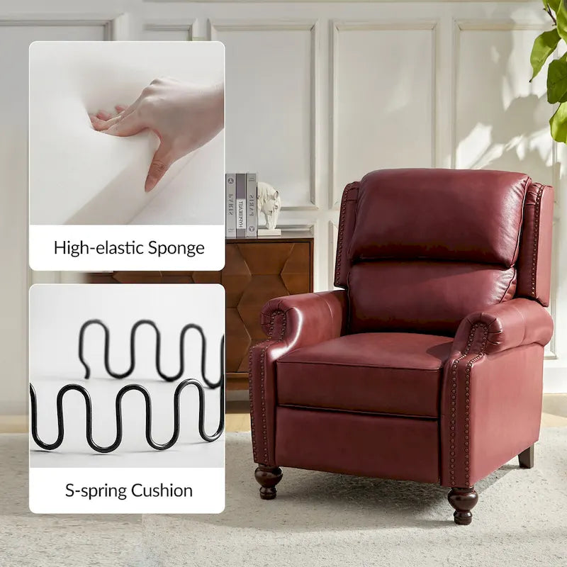 Fauteuil inclinable en cuir véritable multicolore de style Mid-Century avec garniture cloutée, lot de 2