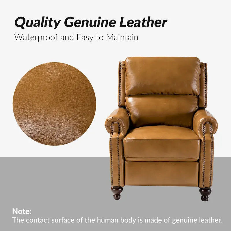 Fauteuil inclinable en cuir véritable multicolore de style Mid-Century avec garniture cloutée, lot de 2