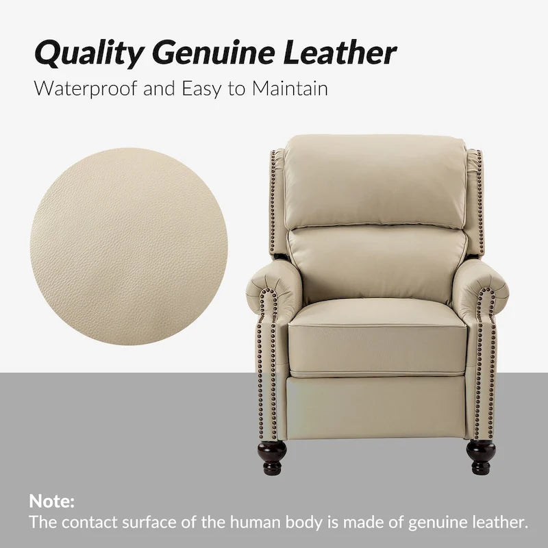 Fauteuil inclinable en cuir véritable multicolore de style Mid-Century avec garniture cloutée, lot de 2