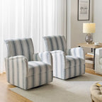 Fauteuil pivotant traditionnel à rayures jacobines bleues/bleues marines/noires/grises, lot de 2