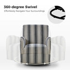 Fauteuil pivotant traditionnel à rayures jacobines bleues/bleues marines/noires/grises, lot de 2