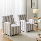 Fauteuil pivotant traditionnel à rayures jacobines bleues/bleues marines/noires/grises, lot de 2
