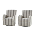Fauteuil pivotant traditionnel à rayures jacobines bleues/bleues marines/noires/grises, lot de 2