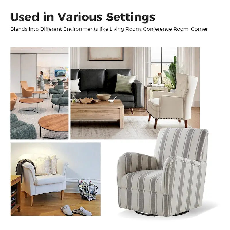 Fauteuil pivotant traditionnel à rayures jacobines bleues/bleues marines/noires/grises, lot de 2