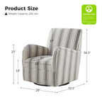 Fauteuil pivotant traditionnel à rayures jacobines bleues/bleues marines/noires/grises, lot de 2