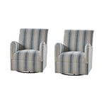 Fauteuil pivotant traditionnel à rayures jacobines bleues/bleues marines/noires/grises, lot de 2