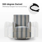 Fauteuil pivotant traditionnel à rayures jacobines bleues/bleues marines/noires/grises, lot de 2