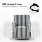 Fauteuil pivotant traditionnel à rayures jacobines bleues/bleues marines/noires/grises, lot de 2