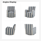 Fauteuil pivotant traditionnel à rayures jacobines bleues/bleues marines/noires/grises, lot de 2