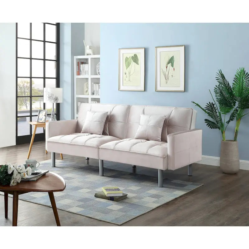 75.6 Joli canapé-lit convertible en velours Futon Causeuses