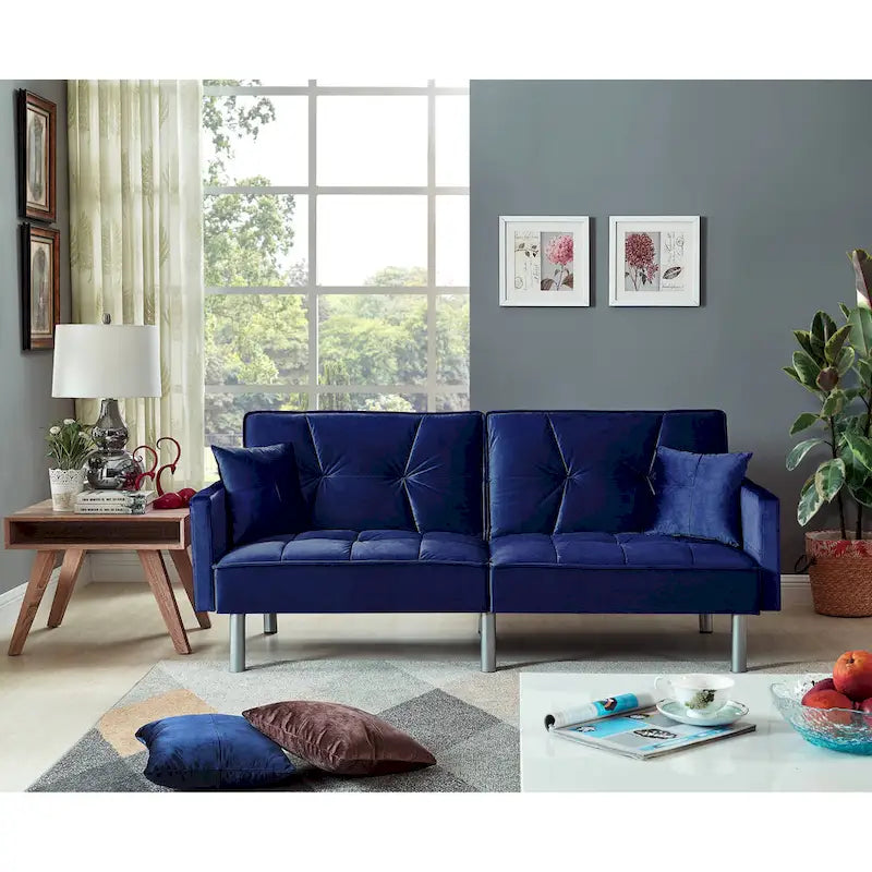 75.6 Joli canapé-lit convertible en velours Futon Causeuses