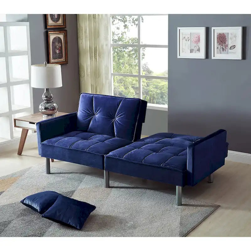 75.6 Joli canapé-lit convertible en velours Futon Causeuses