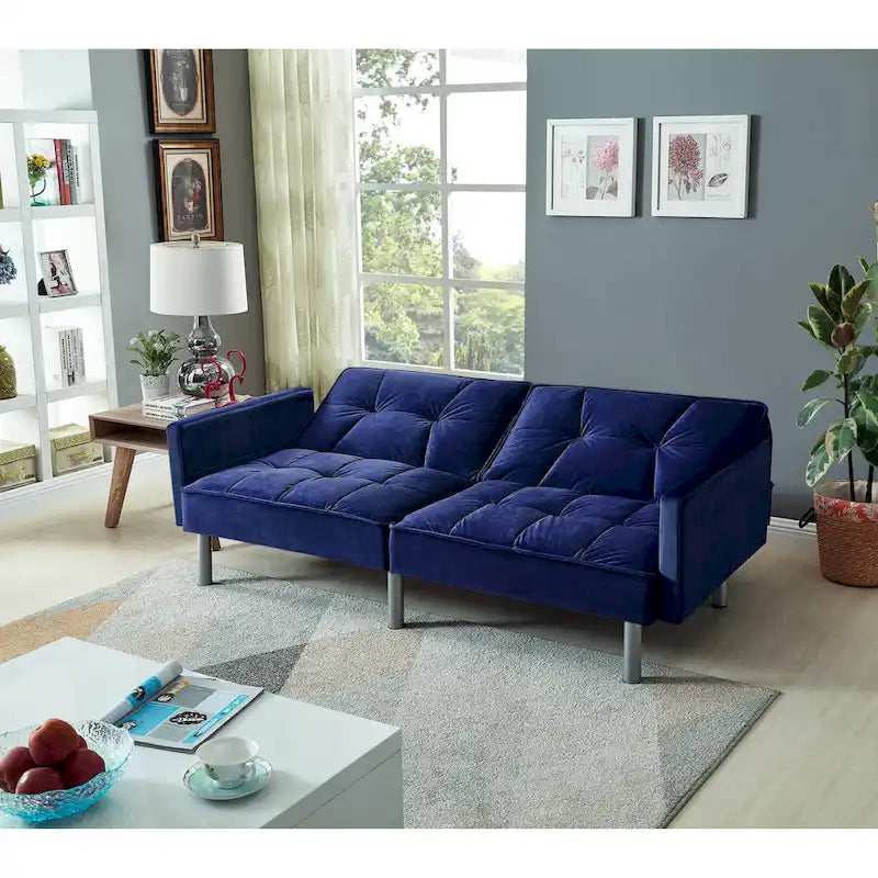 75.6 Joli canapé-lit convertible en velours Futon Causeuses
