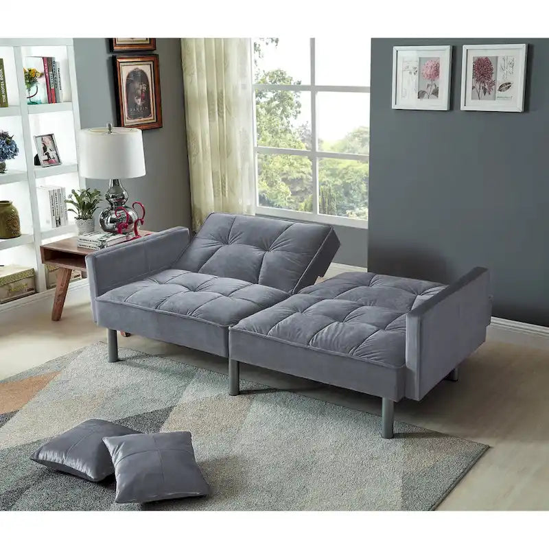 75.6 Joli canapé-lit convertible en velours Futon Causeuses