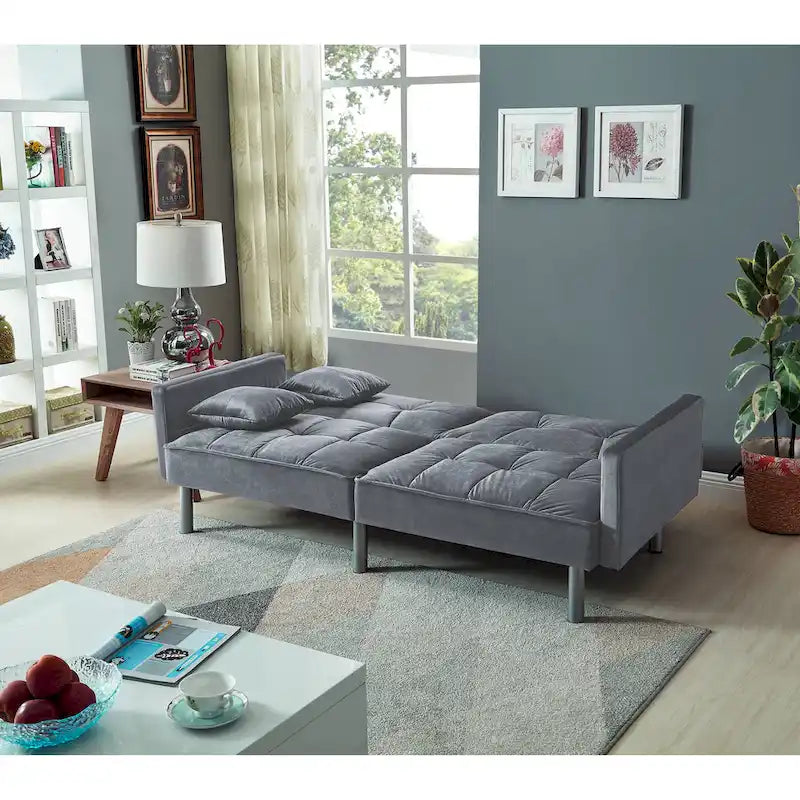 75.6 Joli canapé-lit convertible en velours Futon Causeuses