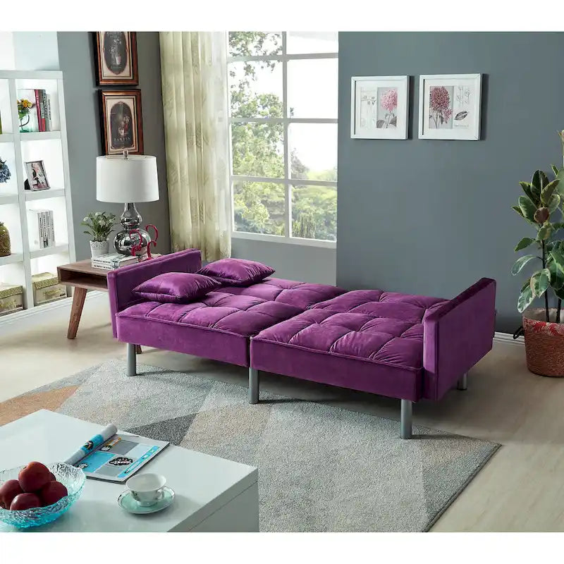 75.6 Joli canapé-lit convertible en velours Futon Causeuses