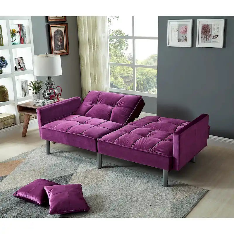 75.6 Joli canapé-lit convertible en velours Futon Causeuses