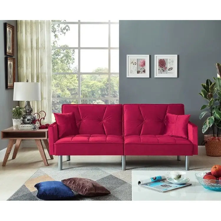 75.6 Joli canapé-lit convertible en velours Futon Causeuses