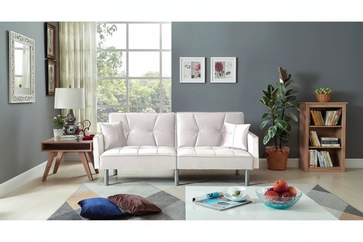 75.6 Joli canapé-lit convertible en velours Futon Causeuses