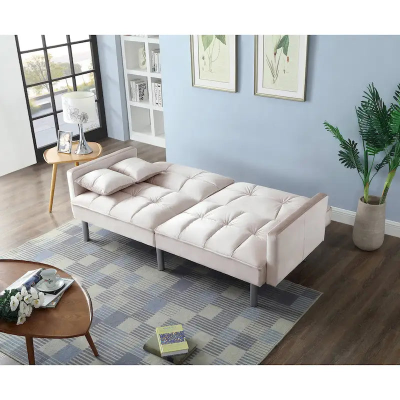 75.6 Joli canapé-lit convertible en velours Futon Causeuses