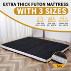 Matelas Futon de Sol Enroulable Gris/Noir – Standard et Épais, Jumeau/Double/Grand (Queen)