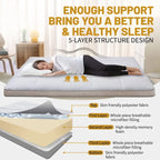 Matelas Futon de Sol Enroulable Gris/Noir – Standard et Épais, Jumeau/Double/Grand (Queen)