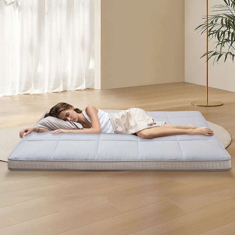 Matelas Futon de Sol Enroulable Gris/Noir – Standard et Épais, Jumeau/Double/Grand (Queen)