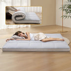 Matelas Futon de Sol Enroulable Gris/Noir – Standard et Épais, Jumeau/Double/Grand (Queen)