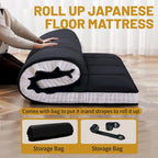Matelas Futon de Sol Enroulable Gris/Noir – Standard et Épais, Jumeau/Double/Grand (Queen)