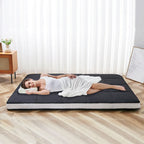 Matelas Futon de Sol Enroulable Gris/Noir – Standard et Épais, Jumeau/Double/Grand (Queen)