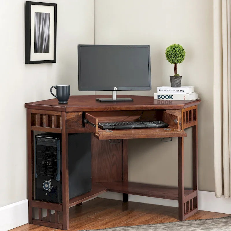 Bureau d'angle style Mission – 7 couleurs, 1 personne, bois massif