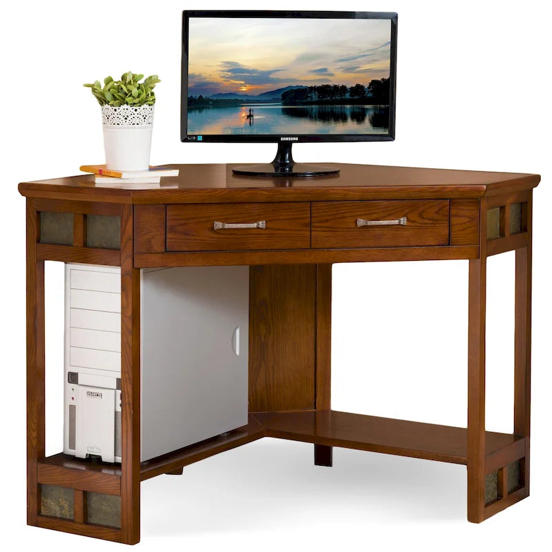 Bureau d'angle style Mission – 7 couleurs, 1 personne, bois massif